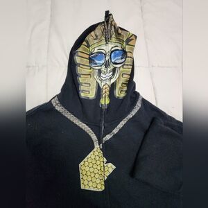 Black Hoodie with Pharaoh Skull Design Full Face Mask